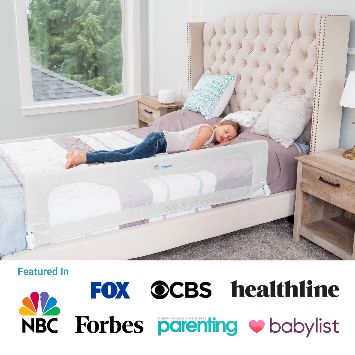 Bed Rail for Toddlers & Infants – Universal Toddler Bed Rails for Twin, Full Size, Queen &King Beds with Thick Mattresses & Recessed beds - White 59W*23.5H (Pack of 1)