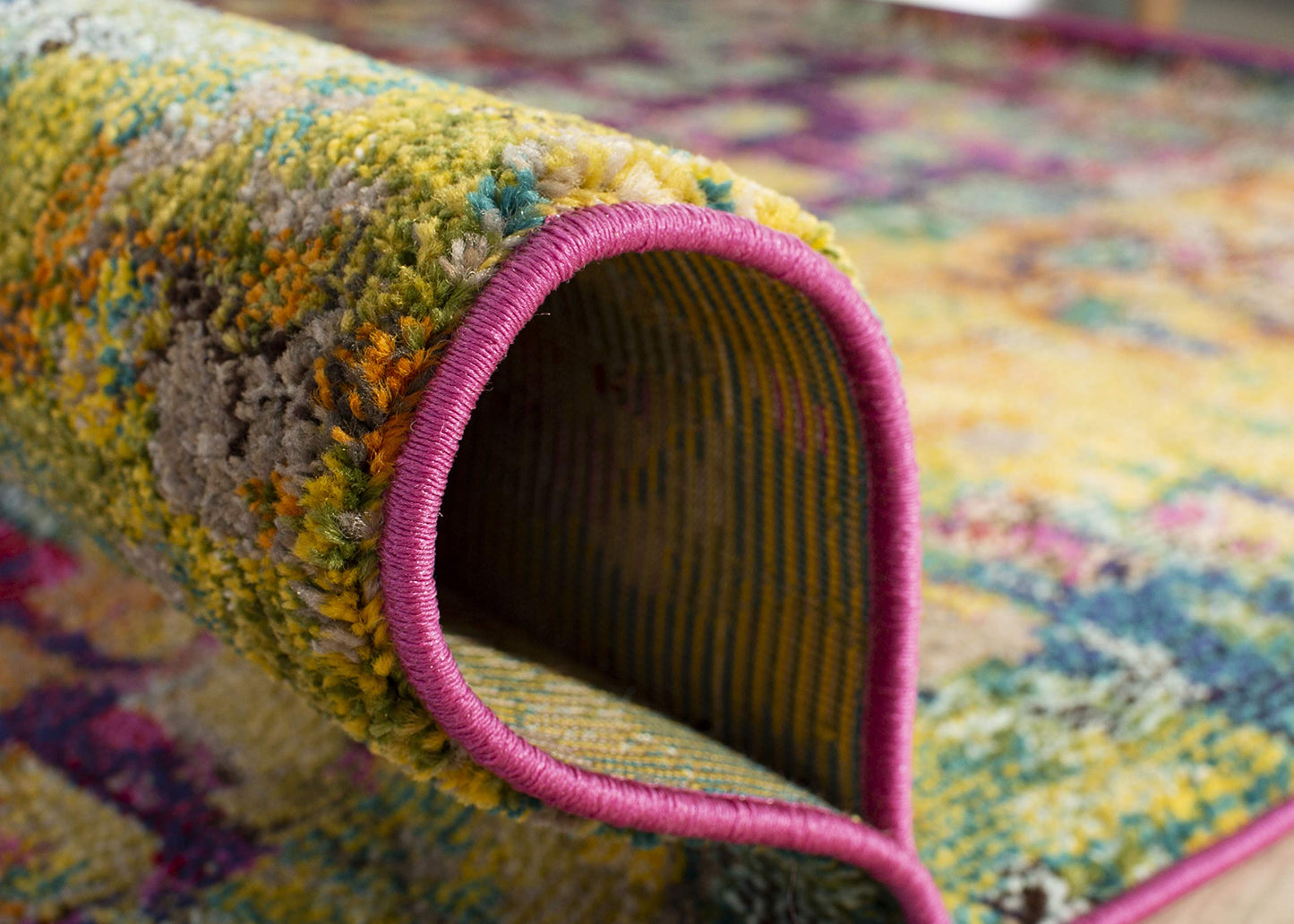 SAFAVIEH Monaco Collection Runner Rug - 2'3" x 16', Pink & Multi, Boho Chic Abstract Watercolor Design, Non-Shedding & Easy Care, Ideal for High Traffic Areas in Living Room, Bedroom (MNC225D)