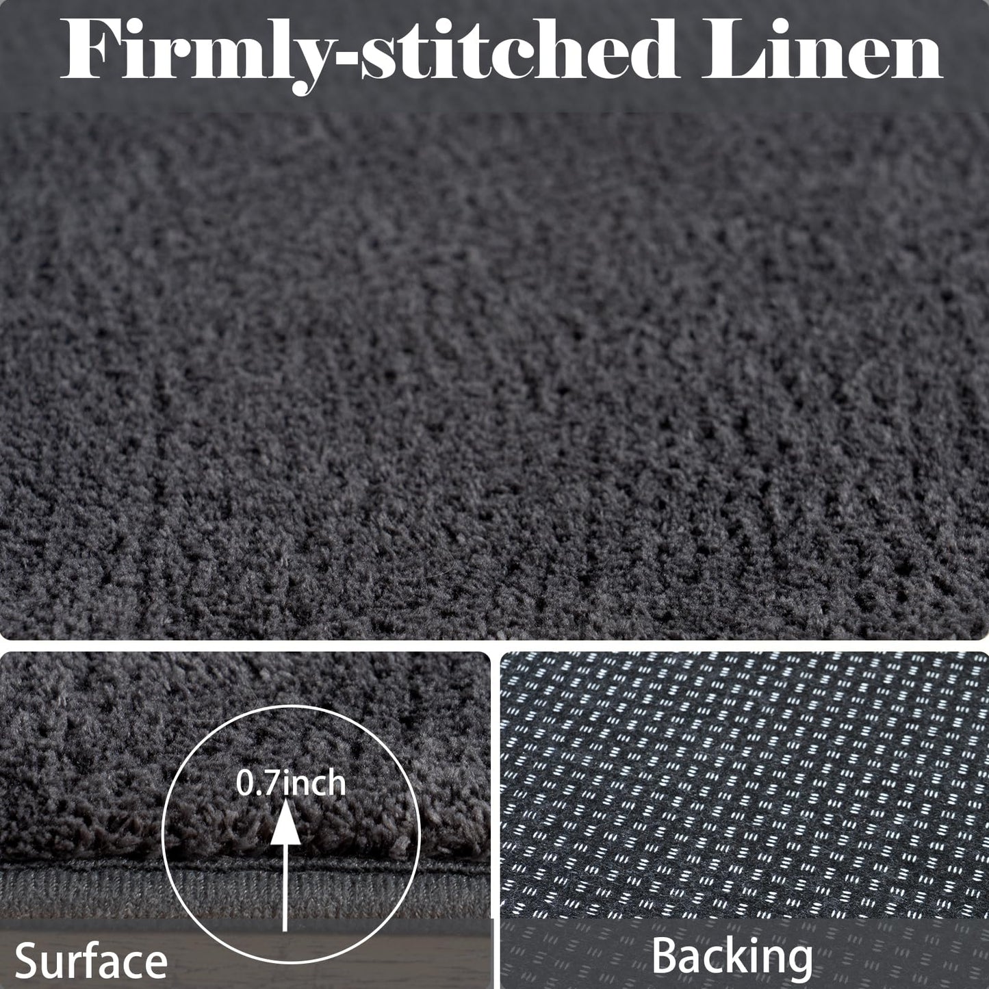 QDUIDU Large Area Rugs for Bedroom Living Room - 5x8 Feet Ultra Soft Dark Grey Rug Thickened with Memory-Foam, Solid Modern Minimalist Carpets for Home Decor, Non-Slip and Comfy Nursery Room Rugs