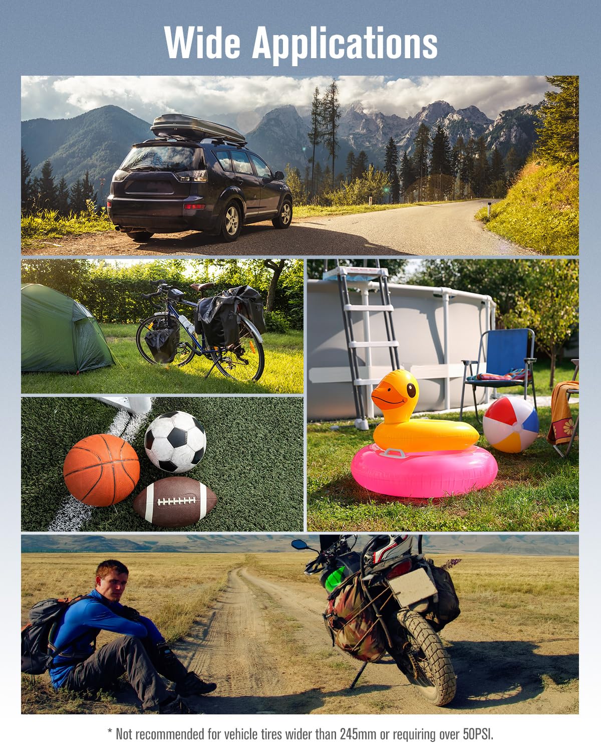 AVID POWER Tire Inflator Portable Air Compressor, 20V Cordless Car Tire Pump, Rechargeable Battery Powered Air Compressor w/12V DC Adapter, Digital Pressure Gauge