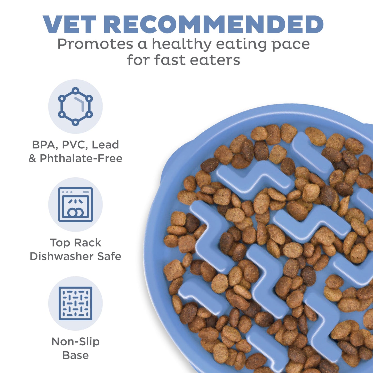 Outward Hound Slow Feeder Dog Bowl - Makes Meal Time Fun, Slows Down Eating, Promotes Healthy Digestion, Prevents Bloat | Slip Resistant and Durable, Food & Water Bowl, Size Large (Blue)