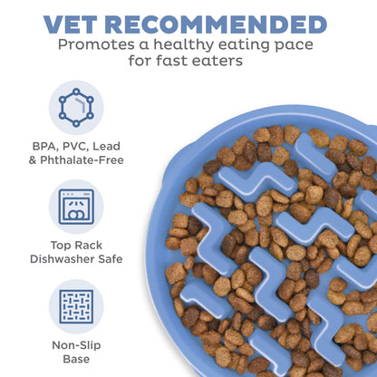 Outward Hound Slow Feeder Dog Bowl - Makes Meal Time Fun, Slows Down Eating, Promotes Healthy Digestion, Prevents Bloat | Slip Resistant and Durable, Food & Water Bowl, Size Large (Blue)