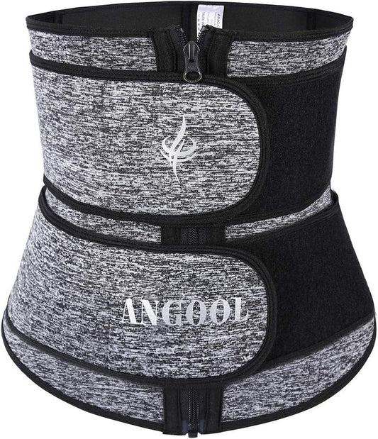 ANGO Sweat Waist Trainer Corset for Women - YKK Zipper Body Shaper Cincher for Weight Loss | Adjustable Fit