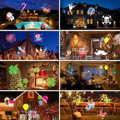 Elec3 Holiday Christmas Halloween Led Projection Light 12W, 16 Slides Projector Light Waterproof with RF Romote Used for Home Party Holidays Halloween Decoration