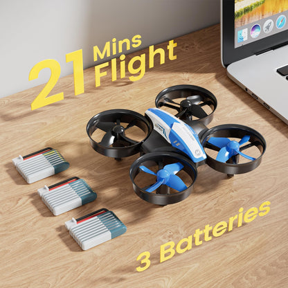 Holy Stone Mini Drone for Kids and Beginners RC Nano Quadcopter Indoor Small Helicopter Plane with Auto Hovering, 3D Flips, Headless Mode and 3 Batteries, Great Gift Toy for Boys and Girls, HS210 Blue