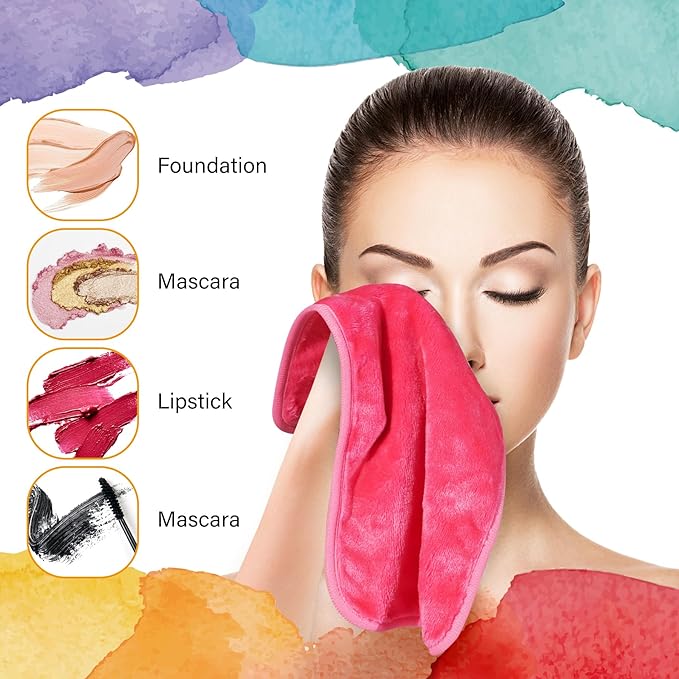 Nugilla Makeup Remover Cloth, 5 Packs Reusable Microfiber Makeup Remover Towels