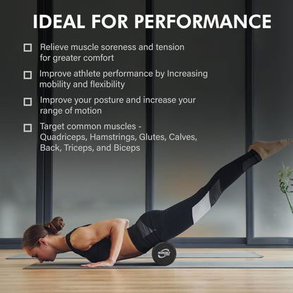 Invincible Fitness EPP Foam Roller for Deep Tissue Massage – Enhance Recovery, Relieve Pain, and Boost Mobility for a Stronger, Healthier You (Black)
