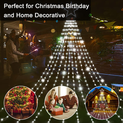 Onory Christmas Outdoor Star String Lights 23FT 860 LED Waterproof Waterfall Tree Lights with Star Topper, 8 Modes Christmas Decorations Outdoor Tree Lights for Patio, Yard, Party Holiday Dec