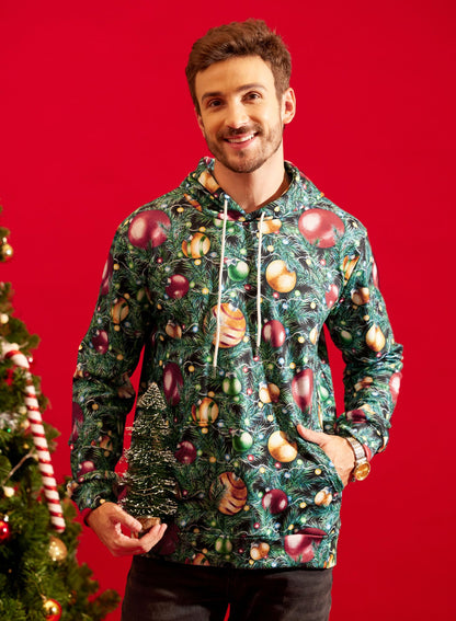 Arvilhill Ugly Christmas Men 3D Printed Funny Hoodies Holiday Pockets Long Sleeve Sweatshirt Xmas Light XL