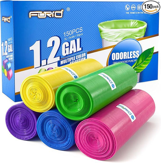 FORID Small Trash Bags 1.2 Gallon Colored