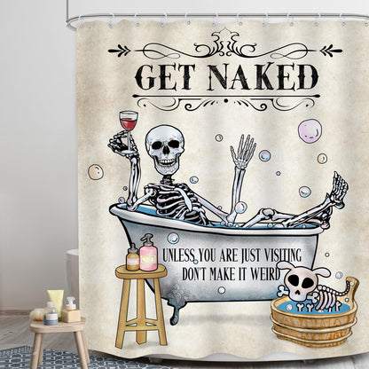 LGhtyro Funny Skull Skeleton Shower Curtain Gothic Spooky Cool Unique Hilarious Bone in Bathtub Bubbles Dog Halloween Bathroom Set 60Wx71H Inches Bath Accessories Art Home Decor Fabric 12 Pack Hooks