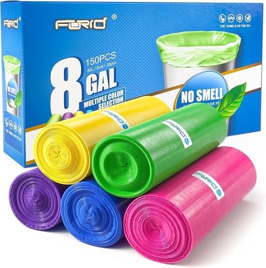 FORID 8 Gallon Trash Bags Multi Colored