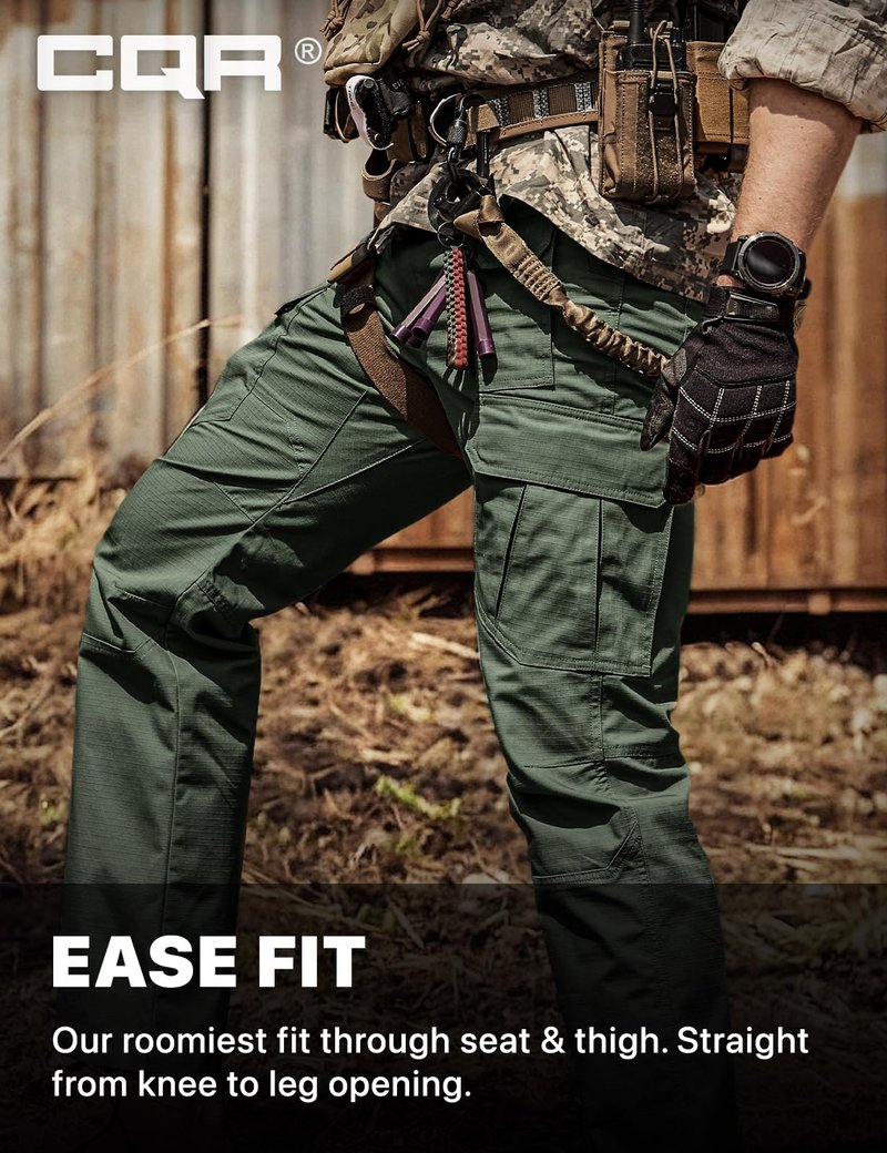 CQR Men's Tactical Pants, Water Resistant Ripstop Cargo Pants, Lightweight EDC Work Hiking Pants, Outdoor Apparel, Raider Mag Green Kelp, 32W x 32L