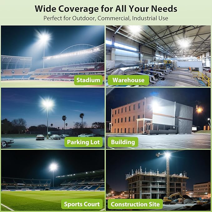 STASUN 800W LED Stadium Lights Outdoor – Ultra Series High Power, ETL Certified, 120000LM, 5000K Daylight, 60° Beam, 100-277V, IP67 Waterproof Flood Lights for Arena, Sports Field, Parking Lot