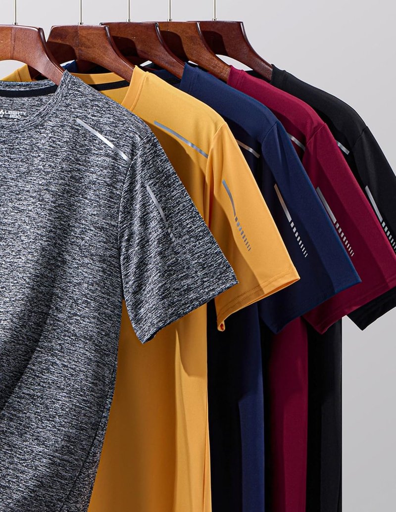 Men's Active Quick Dry Crew Neck T-Shirts - 5 Pack Athletic Workout Tees | Short Sleeve, Lightweight & Breathable