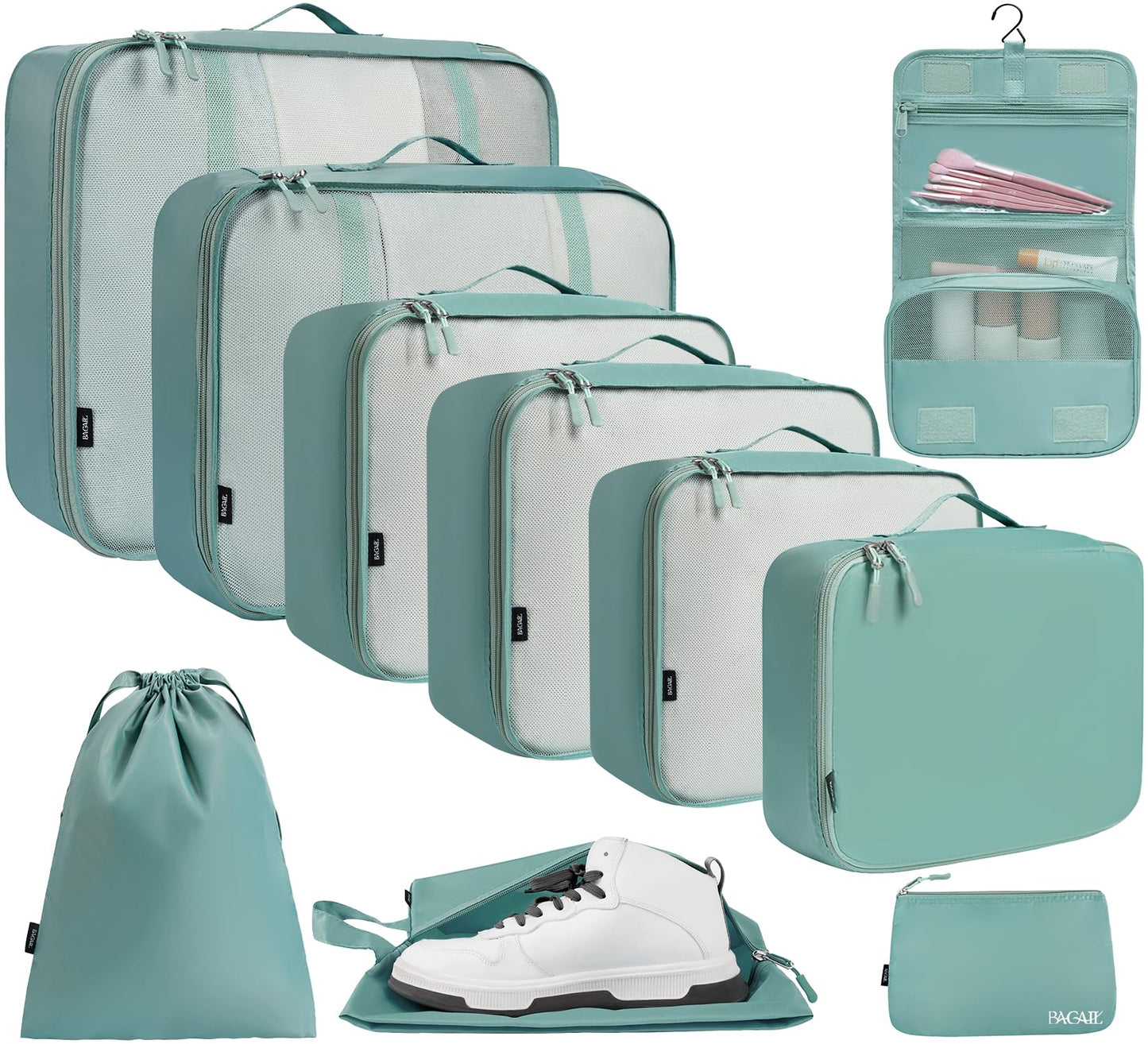BAGAIL 10 Set Packing Cubes Various Sizes Packing Organizer for Travel Accessories Luggage Carry On Suitcase