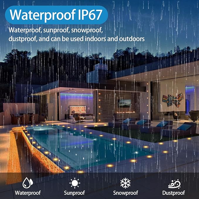 HIBOITEC Recessed LED Deck Light Kits, 1-Pack Recessed Outdoor Spotlights IP67 Waterproof Patio Lighting for Garden, Stairs, Wooden Deck Ceiling