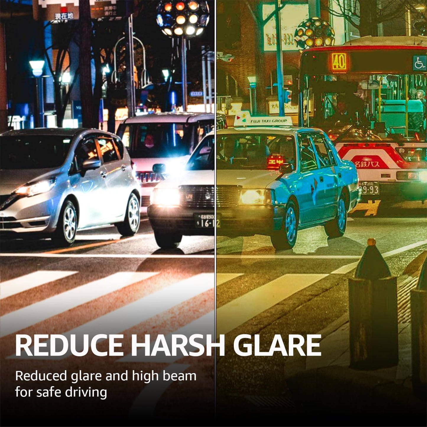 LVIOE Night Driving Glasses Polarised Fit Over Glasses, Lightweight Rectangle Frame,Reduce Headlight Glare for Night Vision