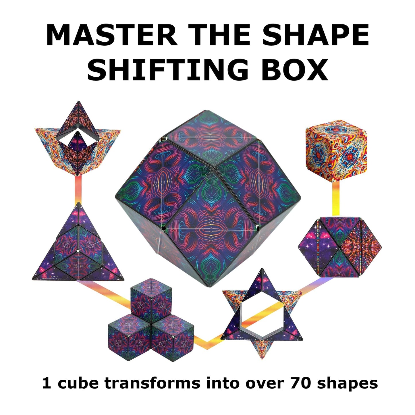 Shashibo Shape Shifting Box - Award-Winning, Patented Sensory Cube w/ 36 Rare Earth Magnets - Extraordinary 3D Magic Cube Cube Magnet Sensory Toy Transforms Into Over 70 Shapes (Spaced Out)