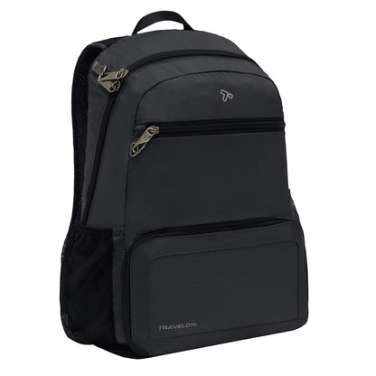 Travelon Anti-theft Packable Backpack Backpack, Black, Open 10.5 x 17 x 6 Packed 10.5 x 6 x 1, Anti-theft Packable Backpack