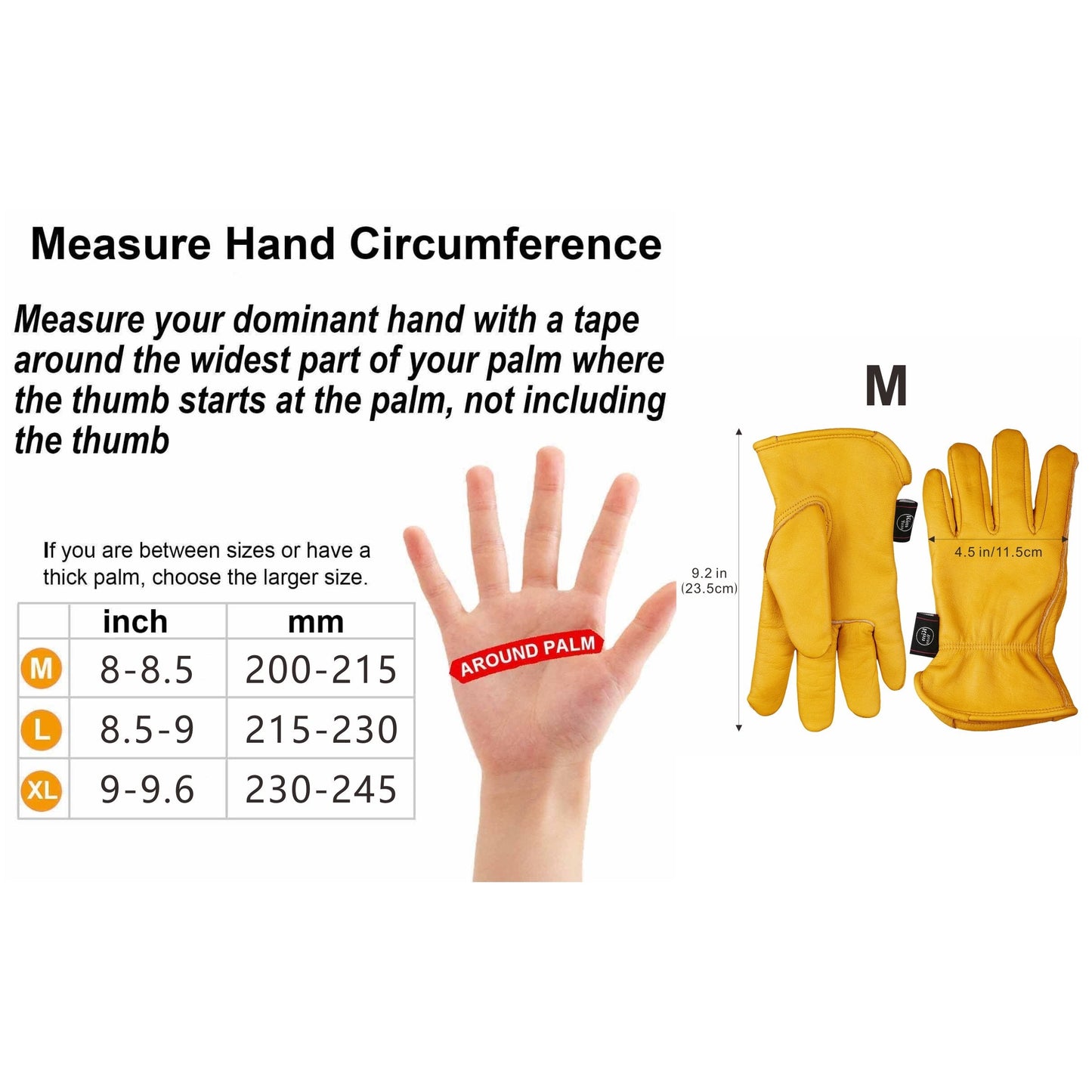Kim Yuan Winter Warm Work Gloves 3M Thinsulate Lining Perfect for Gardening/Cutting/Construction/Motorcycle, Men & Women M 1 Pair