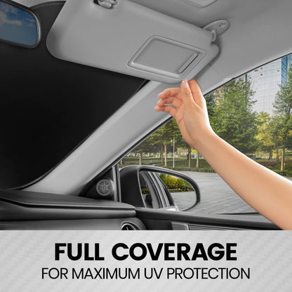 BDK 2PC Charcoal Gray Car Windshield Sun Shade – Sun Visor & Sunshade for Car Windshield – UV Rays Interior Protection - Easy Setup & Keeps Your Vehicle Cool – SUV & Truck Accessories - 31.75 x 28.75