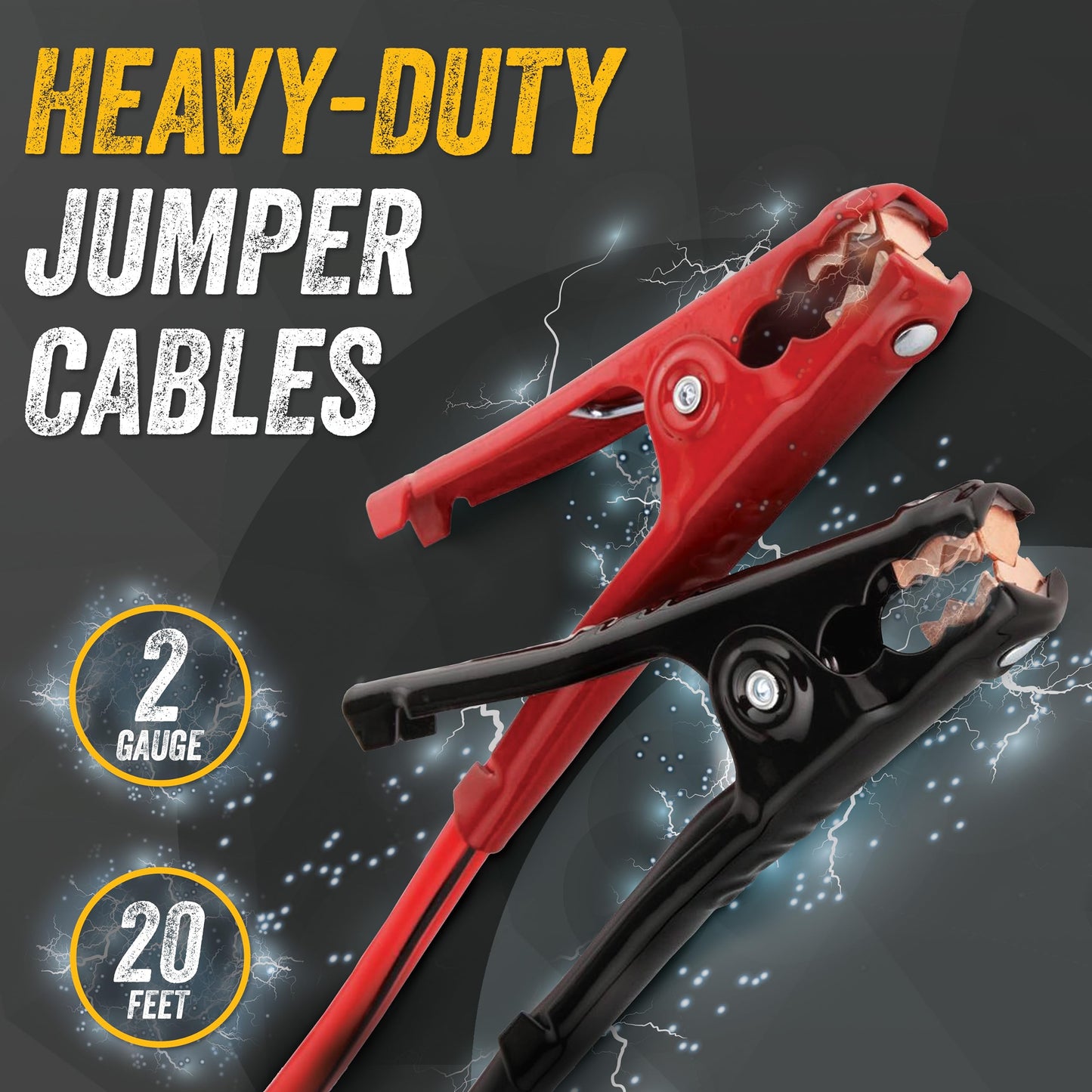 GOODYEAR Heavy Duty Jumper Cables for Car Battery – 2 Gauge 16 ft Booster Cables with Carrying Case for Cars, Trucks, SUVs, Emergency Roadside Kit