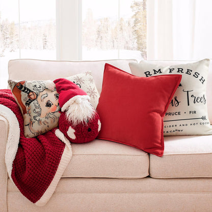 ZWJD Christmas Pillow Covers 18x18 Set of 2 Chenille Throw Red Cushion Covers with Elegant Design Soft and Luxurious Decorative Pillows for Couch, Bed, and Christmas Decor