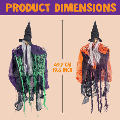 JOYIN 4 Pcs 19.6” Hanging Witch Halloween Decorations Outdoor Indoor Flying Haunted House Scary Decor for Lawn Garden Yard