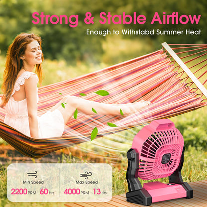 JINLICTE Camping Fan with LED Lantern, 20000mAh 9-inch Rechargeable Battery Operated Portable Tent Dual Motor, Quiet and Strong Wind, Hang Hook, Perfect Outdoor USB for Picnic, Barbecue, Fishing