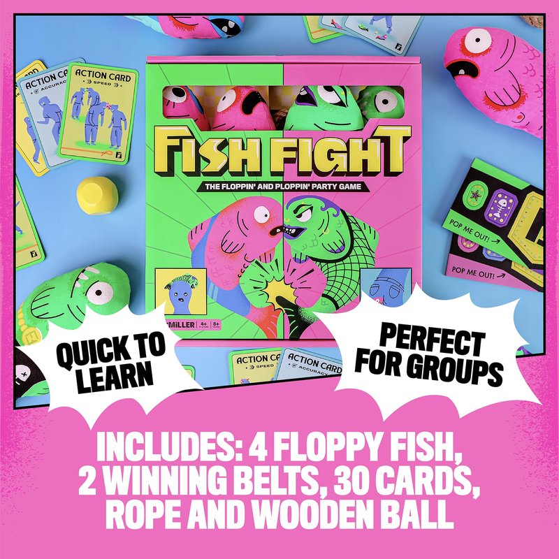 Fish Fight – Funny Flopping Fish Game for Kids & Adults | Outdoor Summer Party Game for Beach, Backyard, Pool, Family & Friends