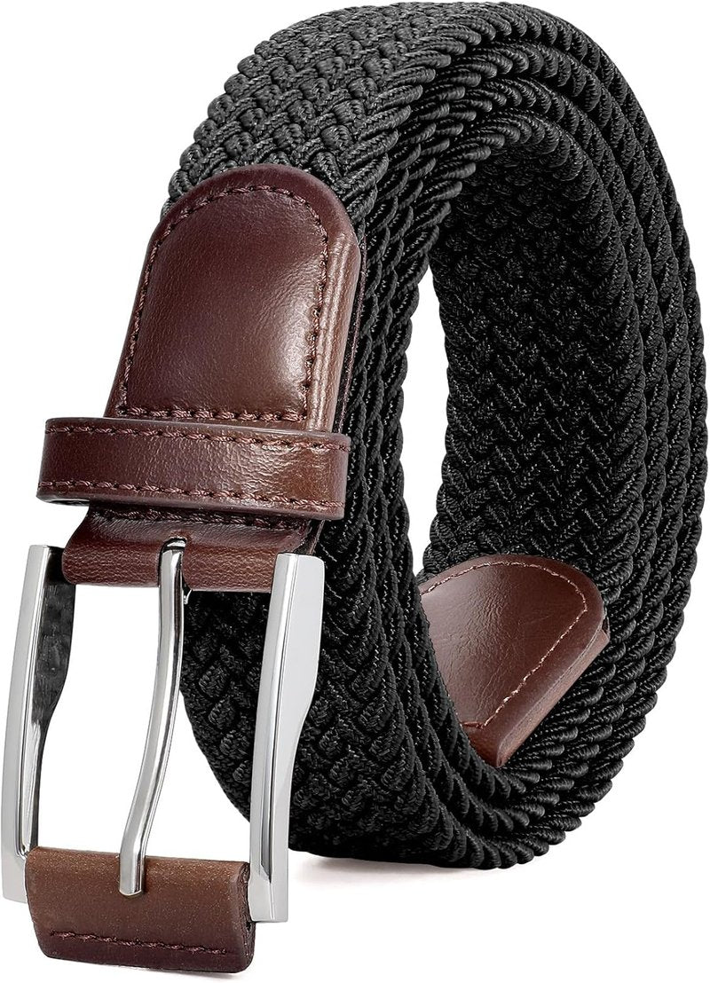 Braided Stretch Belt for Men - Elastic Woven Design for Golf, Casual Pants & Jeans