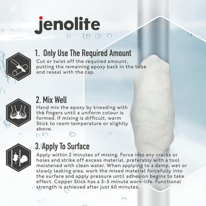 JENOLITE Epoxy Putty Repair Stick | UNDERWATER | 112g (7 Inches) | Apply Underwater | Ideal For Hot Tubs, Spas, Swimming Pools, Boats & More | Excellent as Plumbers Putty & Pipe Repair Epoxy Filler