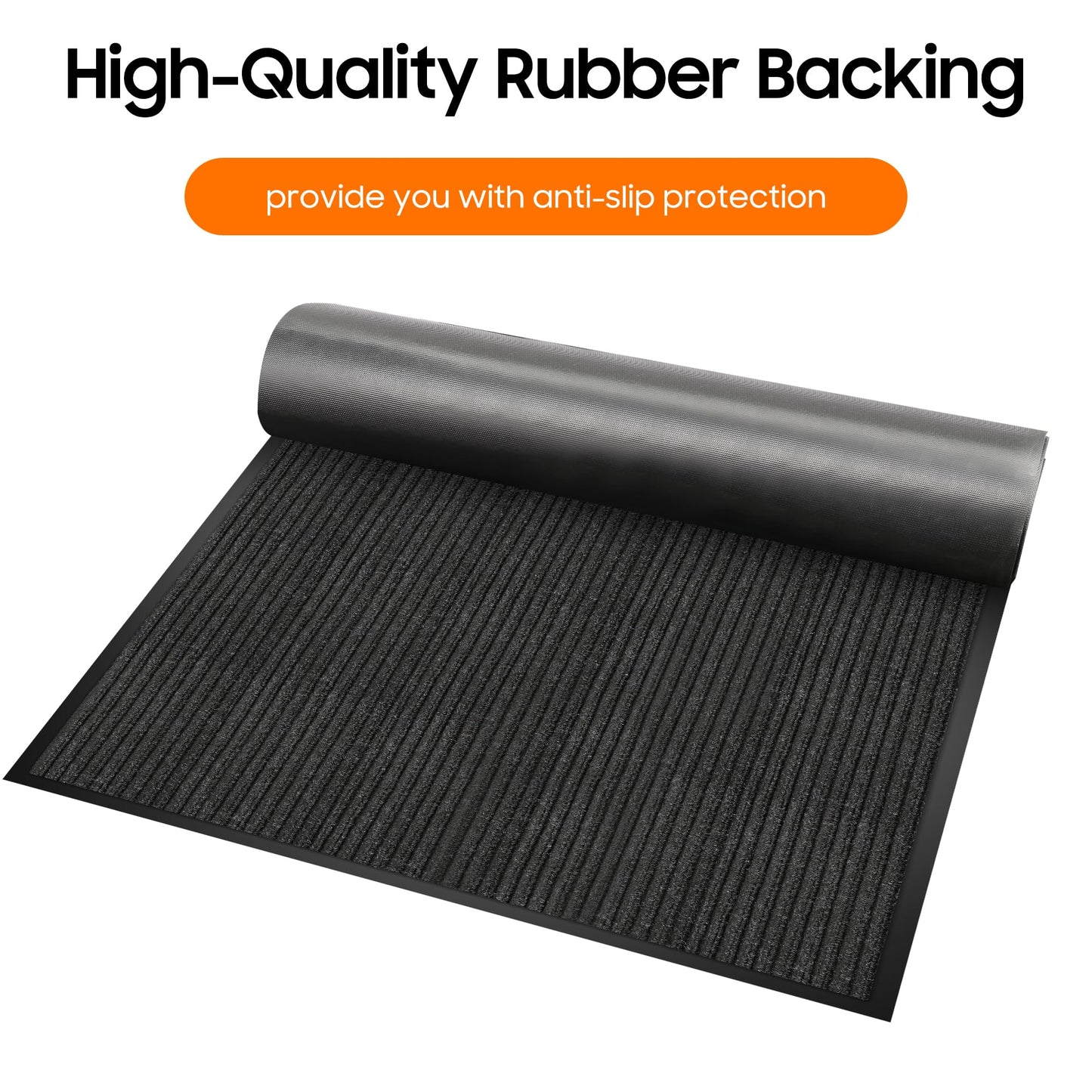 3x10FT Commercial Indoor Outdoor Door Mat Heavy Duty Front Door Mat Ultra Absorbent Muddy Dirt Resist Welcome Door Mats Rubber Backing Non Slip Doormat for Entryway High Traffic Area(Black)