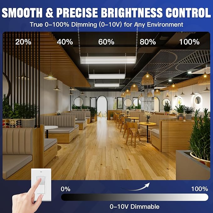 JTT LED Linear High Bay Light 300/240/200W, 45000LM Linear Shop Light Commercial 120-277V, 4000/5000K High Bay Lights Shop Workshop Store Commercial Supermarket Warehouse Basement, 2-Pack ETL