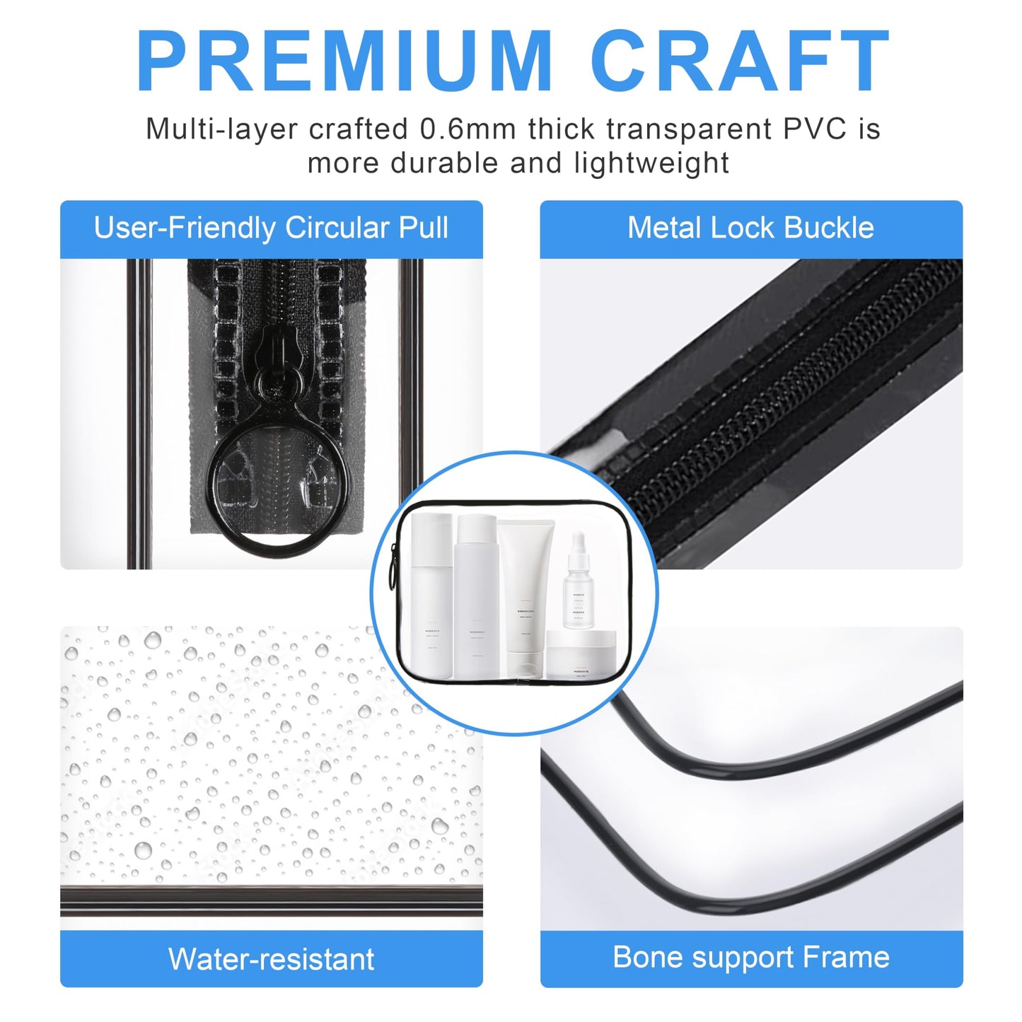 ploimyur TSA Approved Toiletry Bag,2 Pack Clear Toiletry Bag, Quart Size Travel Essential Bags for Toiletries,Clear Makeup Bag Organizer, Carry on Cosmetic Bags for Women,Black