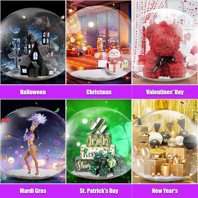 10FT Giant Inflatable Snow Globe(0.5mm PVC)(250w Blower) Christmas Decorations Giant Transparent Bubble Tent, Large Inflatable Bubble Igloo Tent for Wedding,Birthday,Christmas,Halloween Party