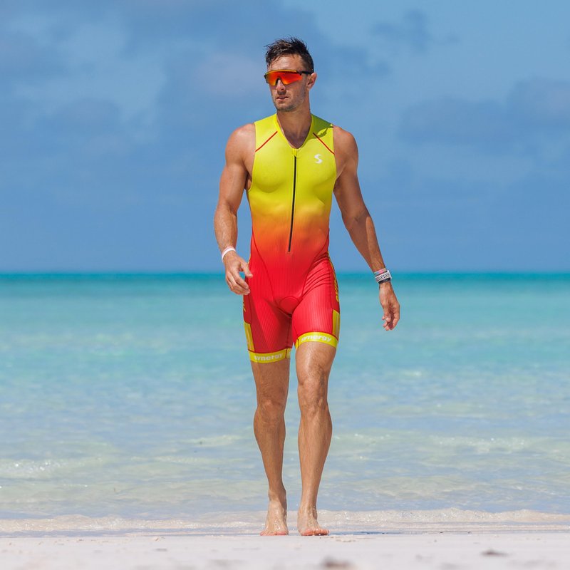 Synergy Triathlon Tri Suit - Men's Elite Sleeveless Trisuit (Carbon Compound, X-Large)