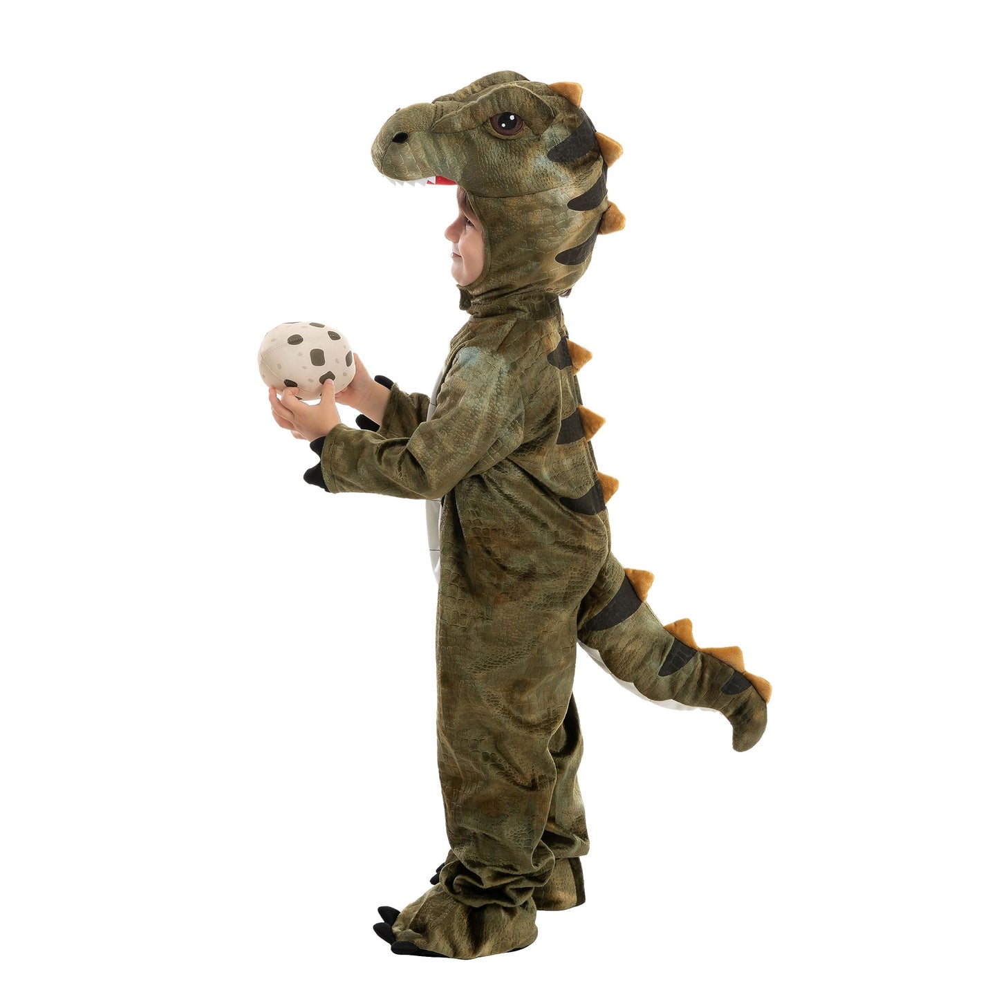 Spooktacular Creations Halloween Realistic T-rex Costume Outfit Dinosaur Jumpsuit with Egg for Kids Toddler Dress-up Party