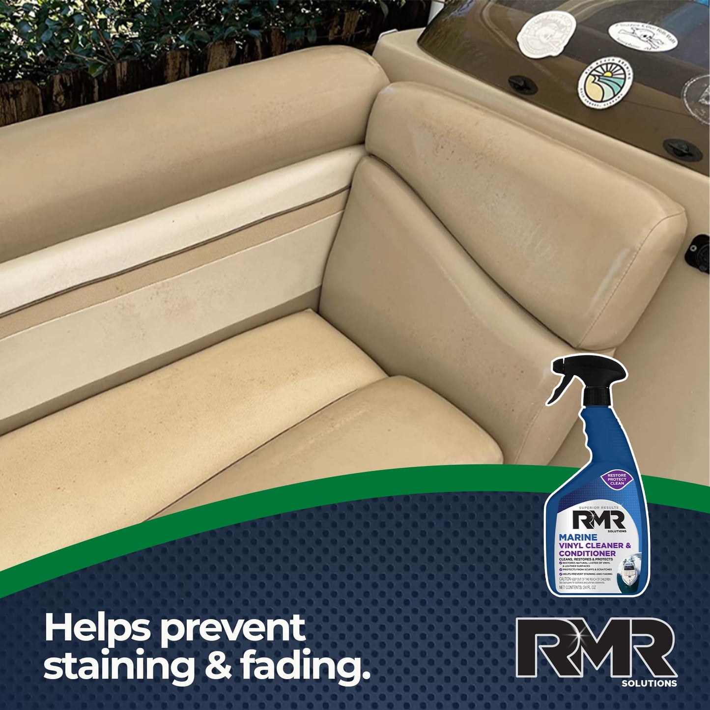 RMR Marine Vinyl Protector, Condition, Clean, & Protect Vinyl, Plastic, & Leather, Multi-Surface Boat, Car, & RV Cleaner & Stain Remover