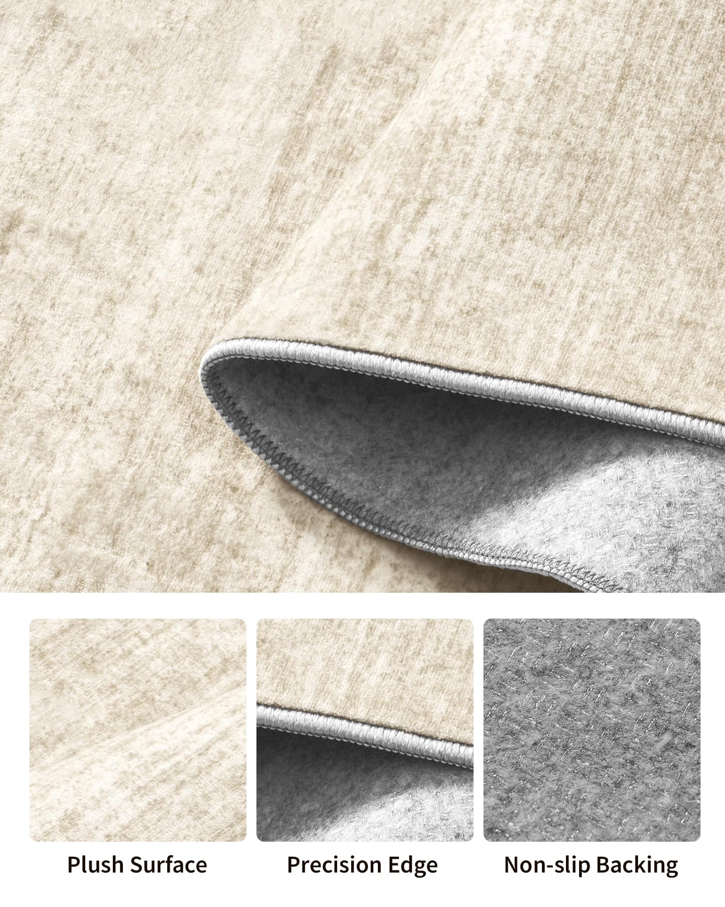 Art&Tuft Non-Slip Runner Rug - 2x10 Runner Rug Washable Low-Pile Rugs Runners, Soft Distressed Carpet Runner for Bedroom Bathroom Kitchen Laundry Living Room, Beige