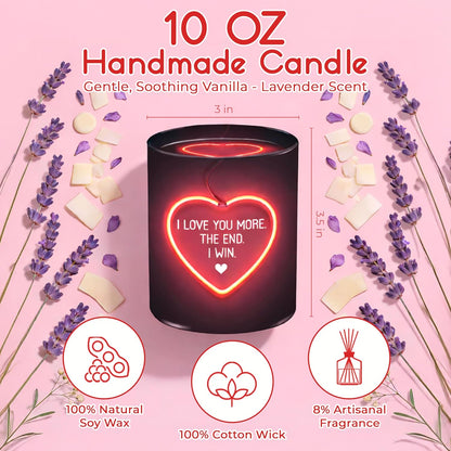 TEEZWONDER Valentines Day Gifts for Her Girlfriend - I Love You More Vanilla Lavender Romantic Candles 10 oz - Anniversary Valentines Birthday Gifts for Wife Men Women Girlfriend Boyfriend Him Husband