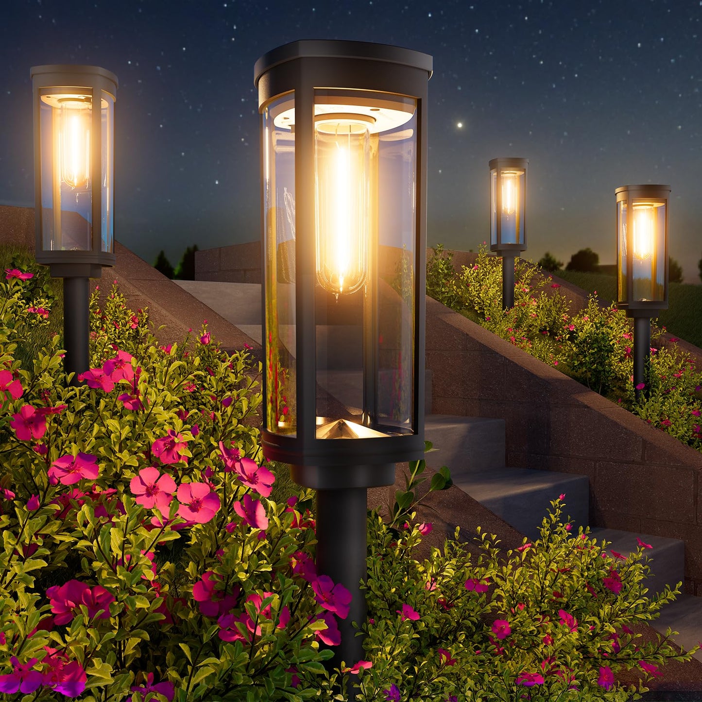 BITPOTT Bright Solar Pathway Lights Outdoor, 8 Pack Solar Powered Garden Lights Waterproof IP65, Auto On/Off Outdoor Light for Lawn Patio Walkway Driveway Decor Landscape Lighting