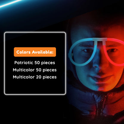 Glow Fever Glow In The Dark Glasses for Party - 50 Bendable Glow Stick Glasses with Connectors - Glow Glasses Party Pack for Concert, Halloween & Birthday Party Party Favors - Party Dragon, Mixed