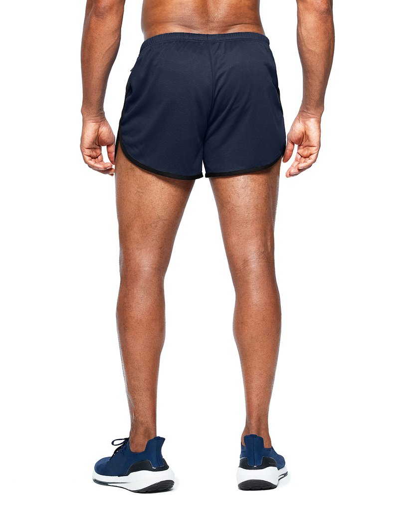 G Gradual Men's Running Shorts 3 Inch Quick Dry Gym Athletic Jogging Shorts with Zipper Pockets (Navy, Medium)