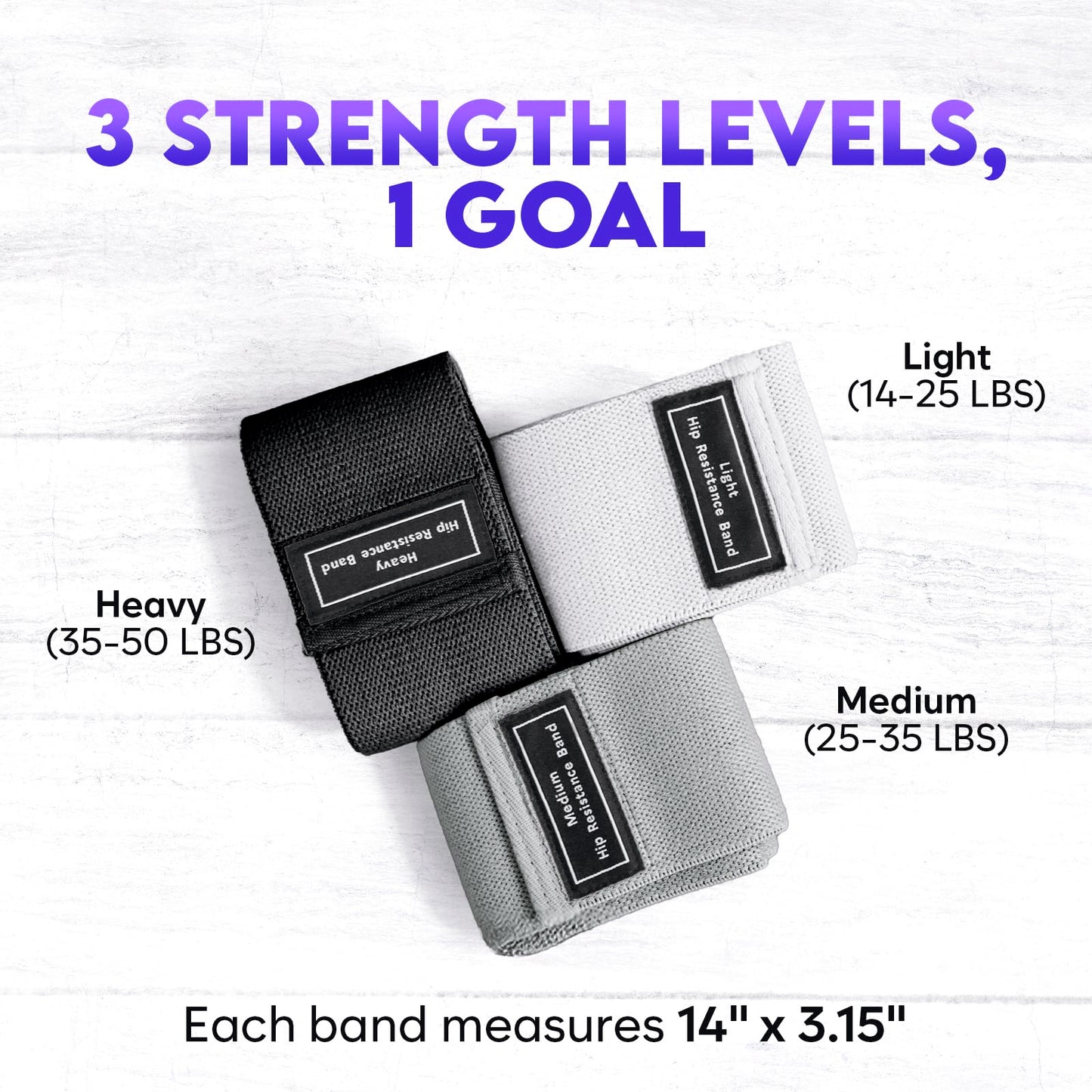Wide Fabric Resistance Bands for Working Out | 3 Strength Level Non-Slip Exercise Booty Bands for Women & Men | Comes with a Bag and Tape Measure | for Gym, Yoga, Pilates