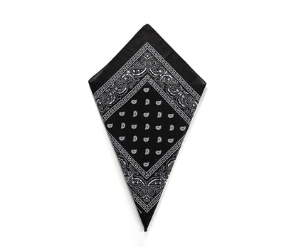 Black Paisley Bandana Head Scarf Headbands Handkerchief Cowboy Cotton Bib Party Face Covering Headwear For Motorcycling Mens Womens Unisex