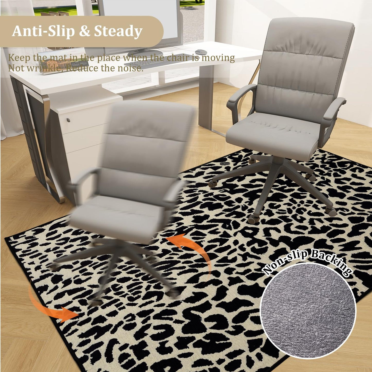 Office Chair Mat for Hardwood Floor, 60"x45" Easy Glide Computer Desk Mat Protector for Rolling Chair Under Desk Rug Nonslip Backing, Machine Wash, (Modern)