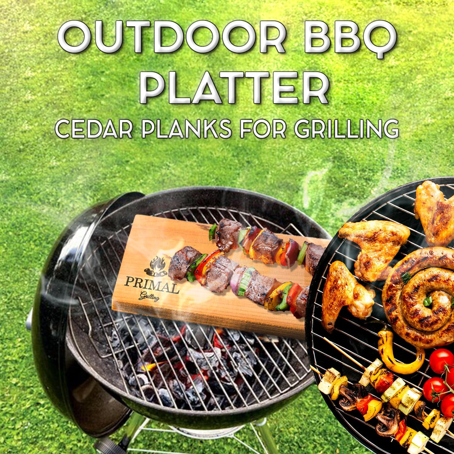 Primal Grilling Premium Cedar Planks - Cedar Planks for Grilling Salmon - Thicker Design for Moister - Natural Wood Planks for Grilling - (5 Pack)