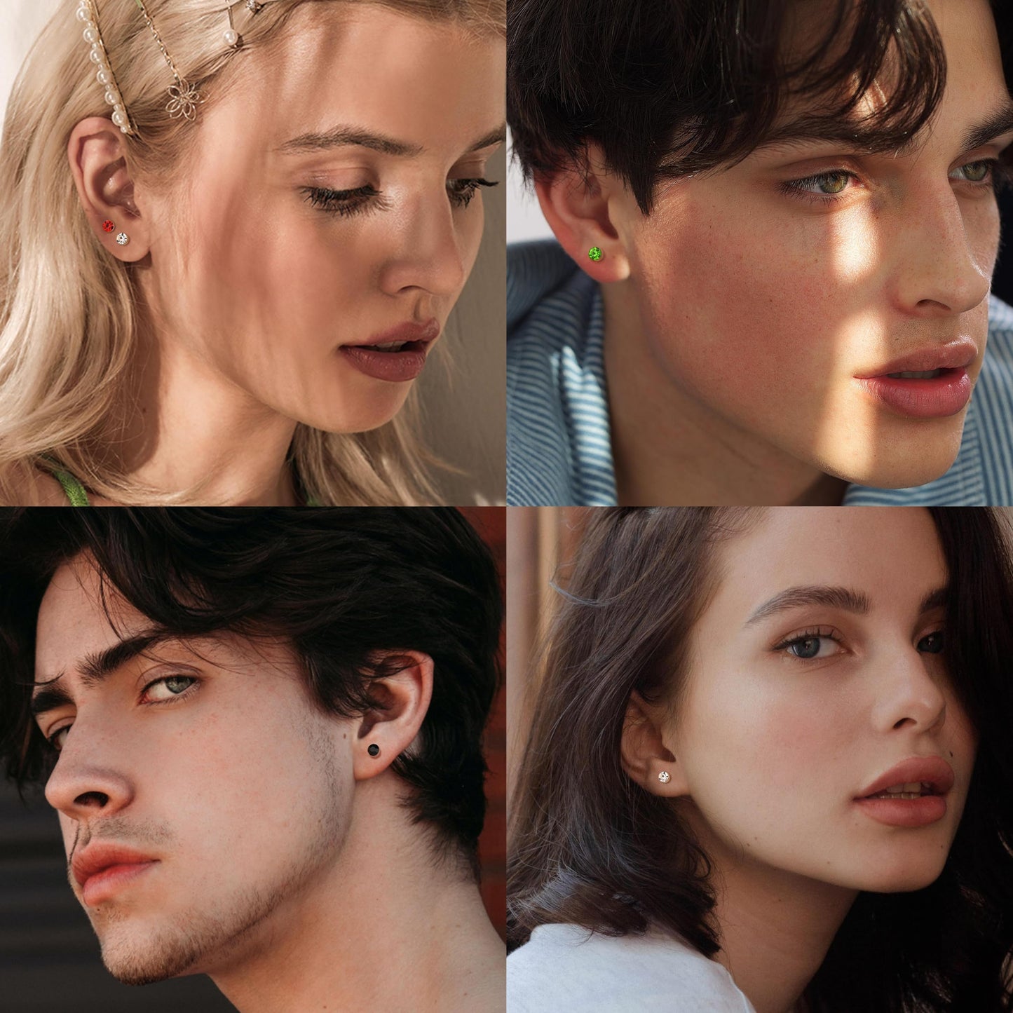 Finrezio 20 Pairs of 6 mm Magnetic Stud Earrings for Women Magnetic Earrings Colourful Crystal Non-Pierced Earrings Without Pierced Earrings, Crystal, 0